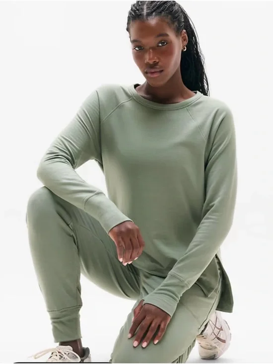Athleta Sage Green Long-Sleeve Crewneck Top - Picture 2 of 5